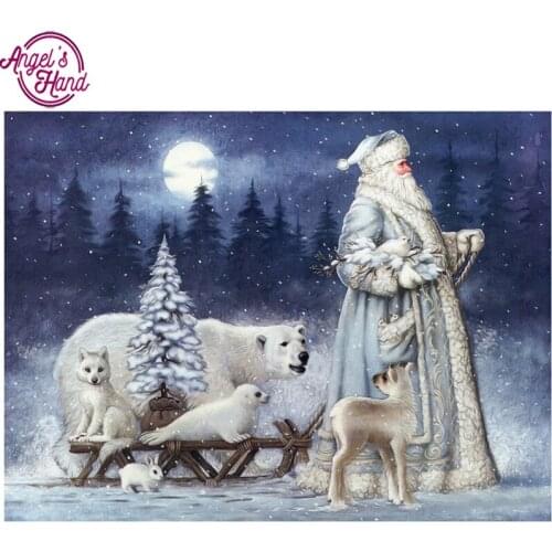 Christmas Santa Claus Bear Snow Scene 5D Diamond Painting DIY Craft Kit Mosaic Embroidery Cross Stitch Home Wall Decor