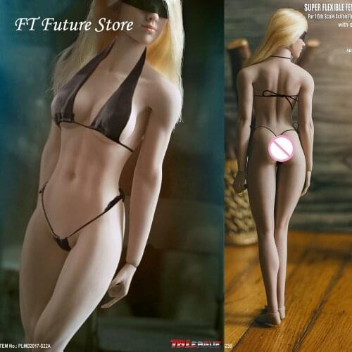 S22A/S23B Skins 1/6 Super Flexible Sexy Seamless Middle Bust Female Body Metal Skeleton Detachable Foot Model for 1:6 Head Doll