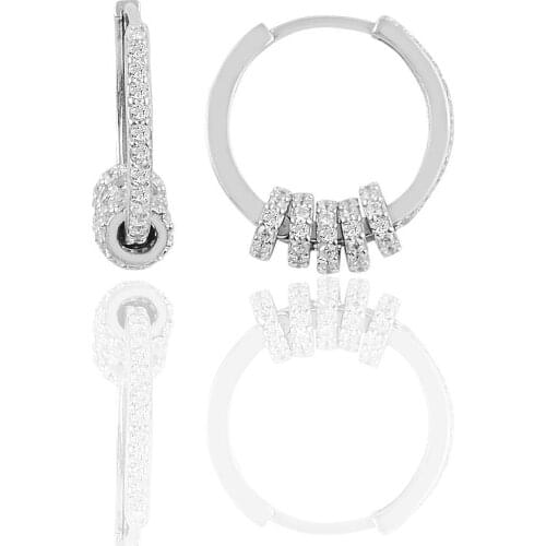 Silver Zircon Stone Ancl Ring Earring, Women 'S Accessories, Women 'S Earrings, Earrings, Jewelry, Women Jewelry