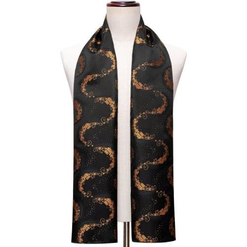 Luxury Mens Scarf Black Jacquard 100% Silk Autumn Winter Casual Business Suit Shirt Scarf for Women Male 160*50cm Barry.Wang