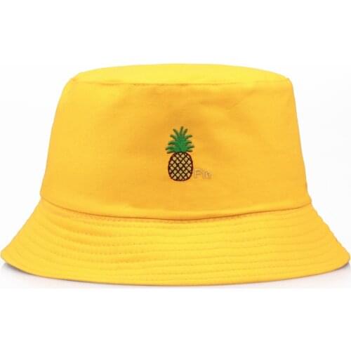 Pineapple Print Simple Foldable Bucket Hat Beach Sun Hat Street Headwear Fisherman Outdoor Cap Men and Woman Hat