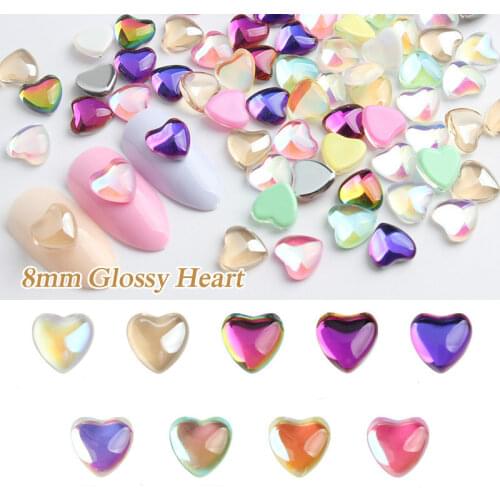 20pcs/lot Japanese glass peach heart nail decoration flat diamond manicure accessories 8mm heart-shaped rhinestone ornament