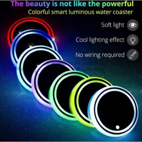 Universal Car LED Coaster 7 Color Luminous RGB Light Mat With Light Sensor Vibration Sensor Practical Energy Saving Cup Pad