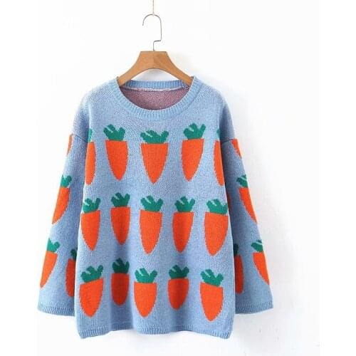 Urifens Cartoon Pattern Lazy Wind Round Neck Sweater Women Female Long-sleeved Loose Elastic Knit Bottoming Pullover LBJ2803