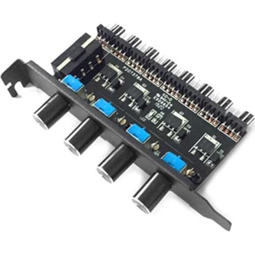 PC 8 Channels Fan Hub 4 Knob Cooling Fan Speed Controller for CPU Case HDD VGA PWM Fan PCI Bracket 12V Fan Control Power