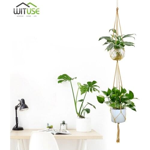 2/4/6PCS Handmade Natural Cotton Cord Plant Hanger Knotted Macrame Plant Hanger Flower Pot Holder Lifting Rope Hanger