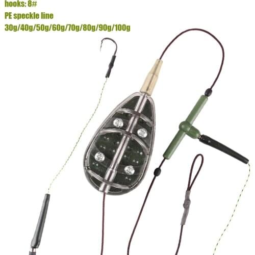 Inline Method Carp Fishing Feeder 30/40/50/60/70/80/90/100g Mould Set Mould Bait Thrower Carp Fishing Bait Basket Feeder