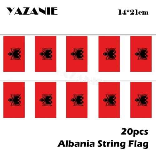 YAZANIE 14*21cm 20PCS 5Meter Albania String Flag Outdoor Indoor Banner Albanian National Flag Parade/Festival/Home Decoratio