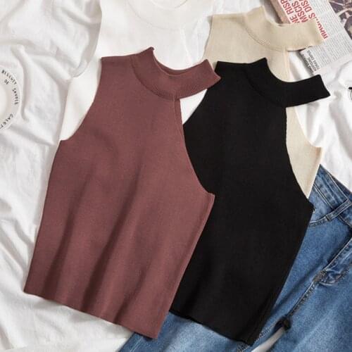 Ropa Mujer Verano 2020 Hole Solid Knitted Elasticity Tank Tops Women Summer New Woman Clothes Womens Tops And Blouses Haut Femme