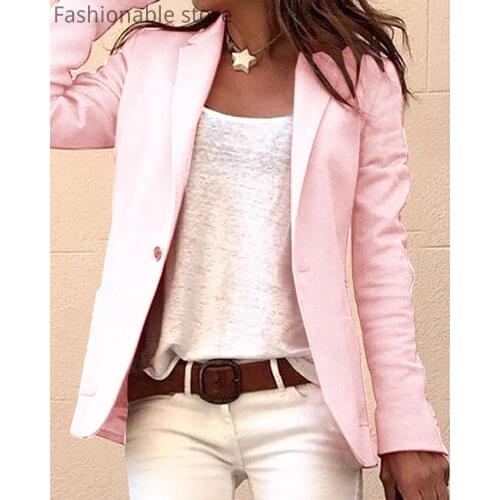 Women casual Long Sleeve Buttoned Pockets design Blazer Coat
