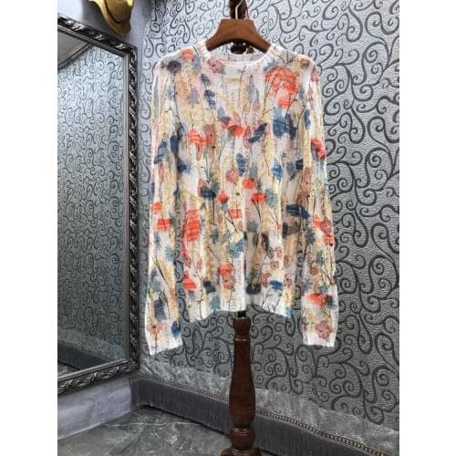 100%Wool Sweaters 2021 Autumn Winter Pullovers High Quality Vintage Print Knitting Long Sleeve Casual Jumpers Ladies Knitwear