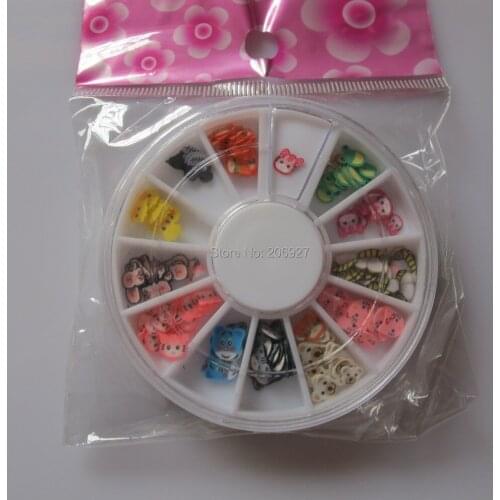 1PC 3D 12 Animal Designs of Polymer Clay Slices Decoration in wheel