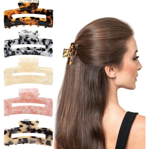 1PC Acetate Acrylic INS Korean Hair Clips Girls Geometric Hairpins Crab Claws Clamp Hair Accessories for Women Banana Grips