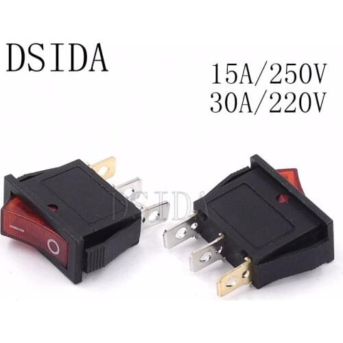 10PCS KCD3-102/N 15A 250V 30A 220V 3pin AC Rocker Switch 15*31mm ON-OFF Power Switch With Red Light New