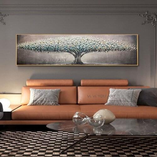 100% Hand made Modern Big tree Abstract Painting On Canvas Nordic Poster Wall Art Picture For Living Room Home Decor Frameless
