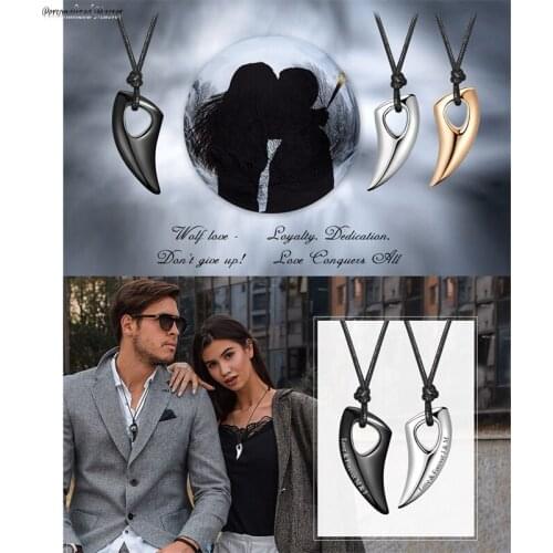 Personalized Master Customized Pendants 2pcs Stainless Steel Spear Wolf Teeth Adjustable Matching Pendant Necklace for Men Women