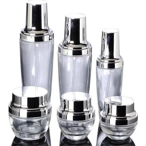 20g 30g 50g Glass Silver Lids Cream Jar Makeup Pot 30ml Essential Oil Bottles with dropper 30ml 50ml 100ml Pump Spray bottle