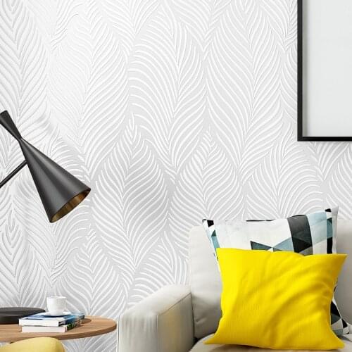 3D Abstract Leaves White Geometric Stripe Wallpaper Modern Non woven Wallpapers Home Decor Bedroom Living Room Sofa TV Backdrop
