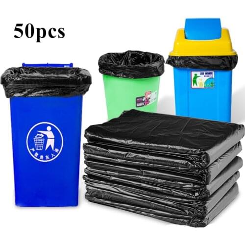 50pcs Large Garbage Bag Thickened Black Plastic Rubbish Bag for Household School Hospital Hotel Restaurant Kitchen Garbage Bag