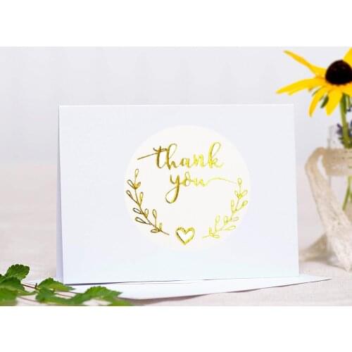 500 Pcs Round Thank You Sticker Roll with Gold Leaf Olive Branch Stickers for Local Handmade Gift Stickers Gold Seal Labels #98