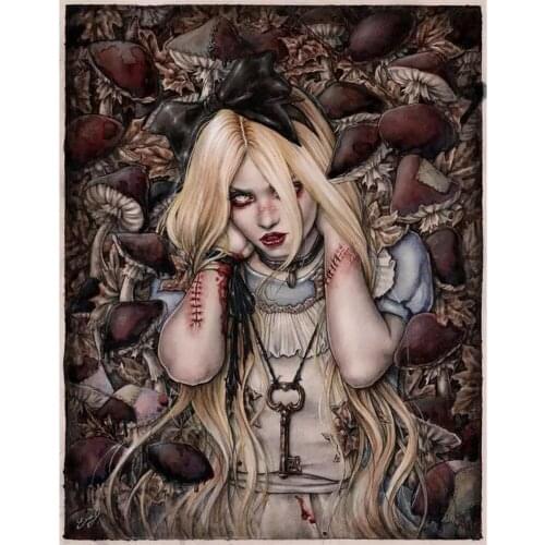 New 5D DIY Diamond Painting Horror girl Full round Drill Diamond Embroidery Cross Stitch Mosaic Craft Kits Halloween Gift P159