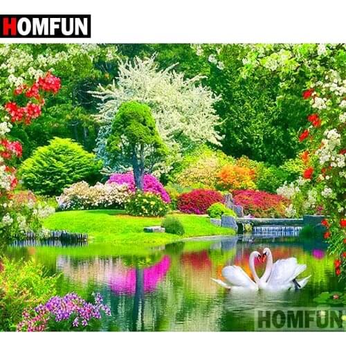 HOMFUN 5D DIY Diamond Painting Full Square/Round Drill "Tree river" 3D Embroidery Cross Stitch gift Home Decor A02103