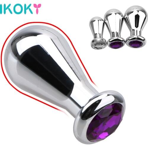 IKOKY Jewel Crystal Anal Beads Anal Plugs Adult Products Butt Plug Anus Dilator Sex Toy Men And Women Bulbs S/M/L Metal