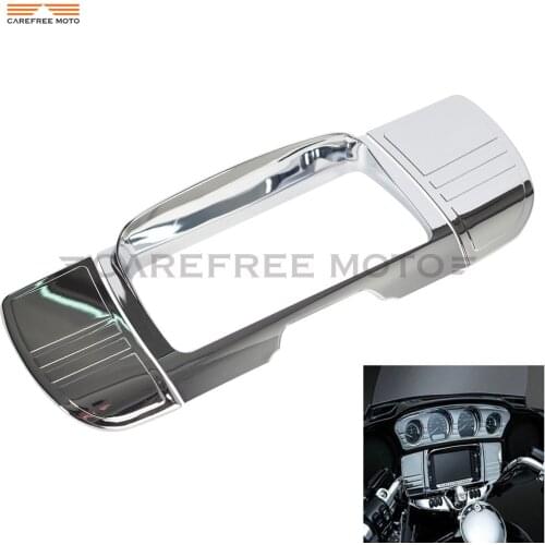Chrome Motorcycle Central Console Tri Line Stereo Trim Cover Case for Harley Touring Electra Street Glide Ultra 2014-2017