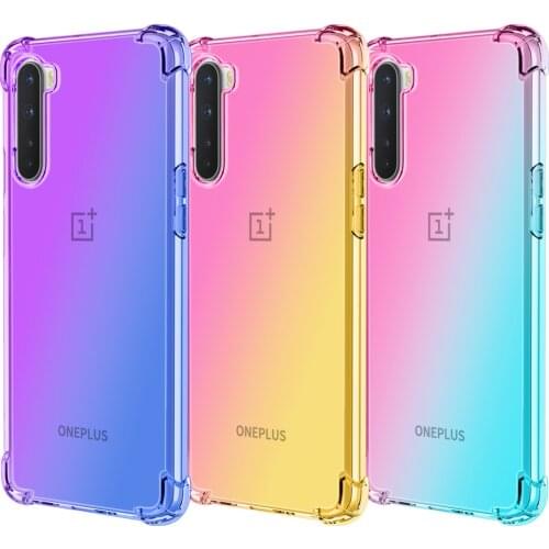 For Oneplus Nord N100 N200 Case Transparent Gradient Airbag Corners Shockproof Case for One Plus 9 Pro 8 7T 6T Back Cover Bumper