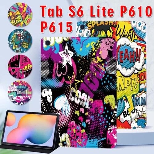Tablet Case for Samsung Galaxy Tab S6 Lite P615/P610 10.4 Inch Ultra-Slim PU Leather Stand Cover Case+ Free Stylus