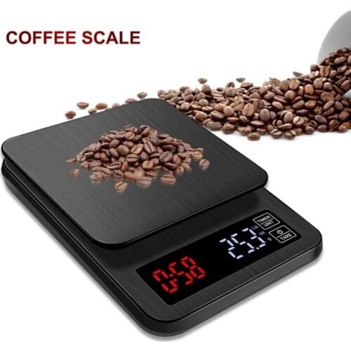 LCD Digital Electronic Drip Coffee Scale with Timer 3kg 5kg 0.1g Black Kitchen Baking Coffee Weight Balance USB Drip Scale Timer