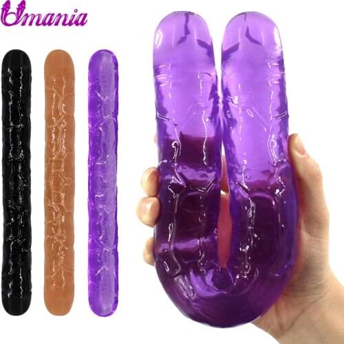 Jelly Dildo Realistic Dildo Double Ended Dildo Flexible Big Penis For Women Double Head Dildo Masturbator Sex Toys For Lesbian