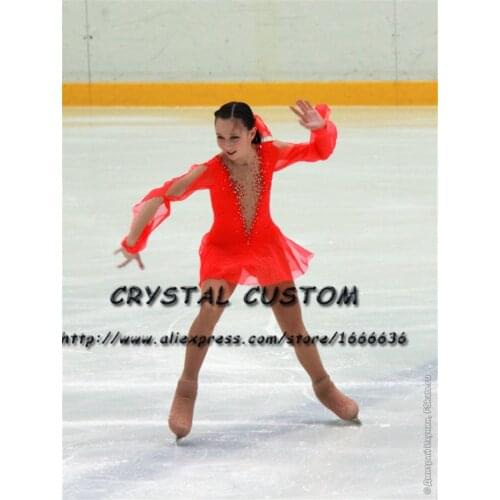Crystal Custom Figure Skating Dresses For Girls Graceful New Brand Ice Skating Dresses For Competition DR4312