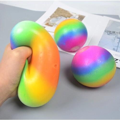 TPR Stress Balls Rainbow Colorful Soft Foam PU Squeeze Toy Squishy Balls Toys for Kids Children Adults Relief Funny Toys 7/9CM