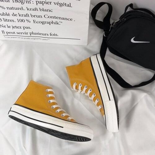 Classic Plus Size35-43 Women High-top Canvas Shoes Couple Comfortable Sneakers Vulcanize Casual Lace-up Ladies Trainers Footwear