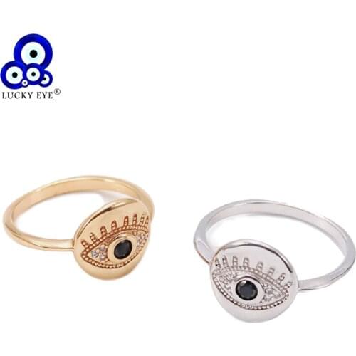 Lucky Eye Micro Pave Zircon Turkish Evil Eye Ring Copper Gold Silver Color Finger Ring for Women Girls Fashion Jewelry LE657