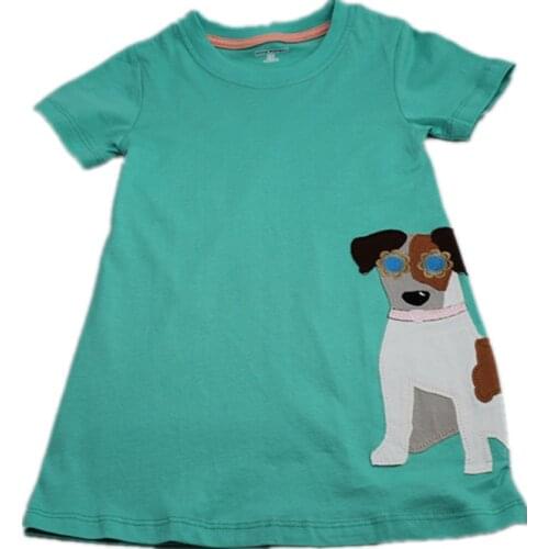 Little Maven Brand New Girls Summer Short O-neck Fashion Glasses Doggy Quality Cotton Fashion Casual Knitted Dresses