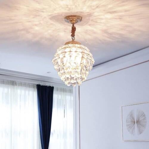All Copper Crystal Chandelier Dining Room Lamps Bedroom Bedside Small Chandelier LED Modern Nordic Lamps Room Decor