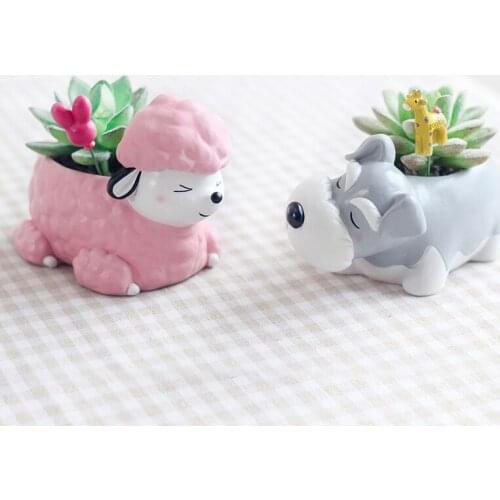 Ldyllic Cute Puppy Flower Pot Balcony ktop coration Micro Landcape Prop Gift