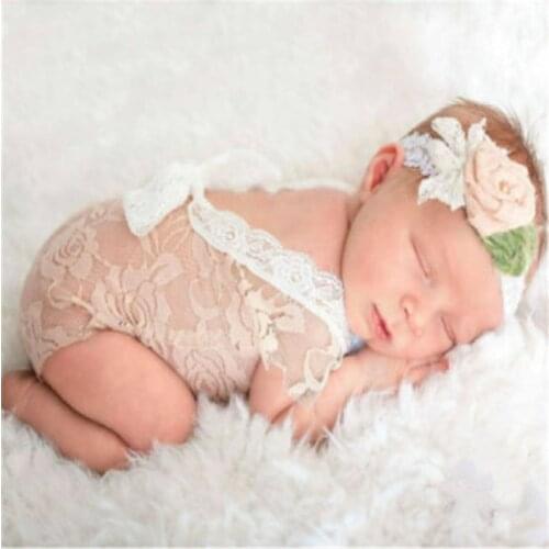 Fashion Baby New Born Photography Props cap Embroidery Lace Baby Romper Jumpsuit Newborn Photo Shoot Accessories Girl Costumes