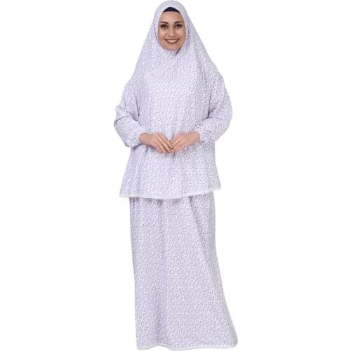 Muslim Full Cover Prayer Abaya Dress Islamic Traditional Cotton Made in Turkey Female Thin Two 2 Piece Set Ramadan Random Color