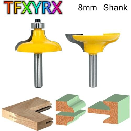 2pcs 8mm Shank Roman Ogee Bit Set Entry Door Milling Cutter for Wood CNC Machine Woodworking Tool