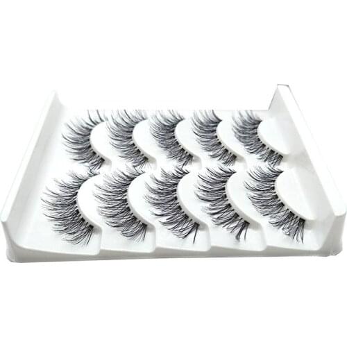 5 Pairs Natural Long Bushy Cross False Eyelashes Cilios Mink Handmade Makeup Maquiagem Eye Eyelash Fake Artificial Extensio C7O3