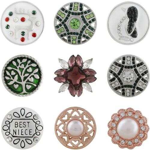 Deer Tree Rhinestone Flower 20mm Metal snap button jewelry DIY bracelet KD1053