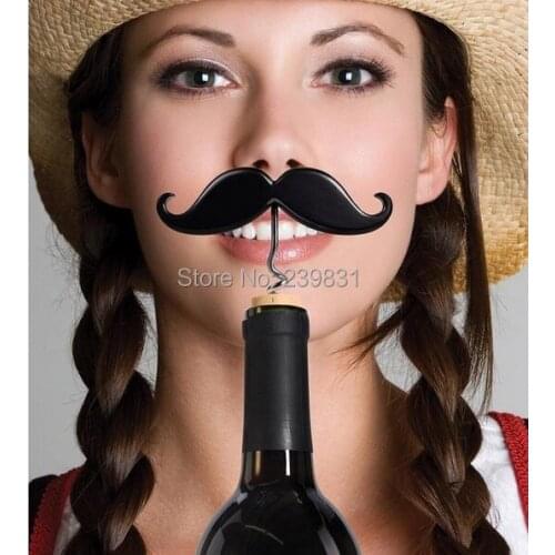 Mustache Bottle Corkscrew Opener Novelty Wine Beer Pop, 100pcs/lot, wholesale