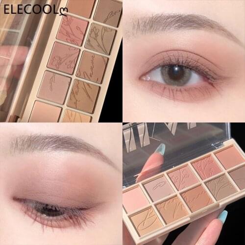ELECOOL 10 Color Pressed Matte Glitter Eyeshadow Palette Sequins Pearl Waterproof Long-lasting Eye Shadow Shiny Makeup
