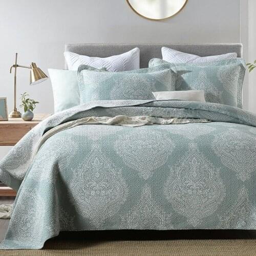 CHAUSUB Cotton Quilt Sets 3pcs Print Bedspread on the Bed Covers Pillowcase Queen Size Summer Blanket for Double Coverlet