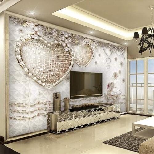 Beibehang Custom large murals 3d diamonds love jewelry bedroom living room sofa background wall paper 3d papel de parede mural