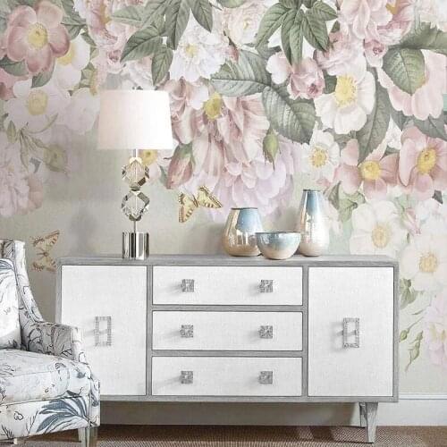 Custom Photo Wallpaper Hand Painted European Style Rose Flower Mural Romantic Pastoral Indoor Background Wall Papel De Parede 3D