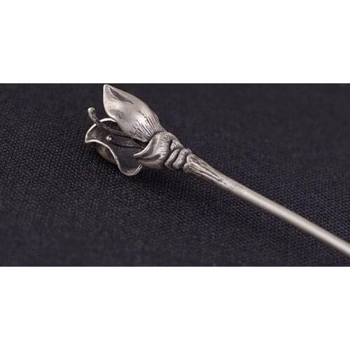 Magnolia Silver Chinese Hairpin Vintage Thai Silver Hair Stick Flower Hair Fork Head Jewelry Pince Cheveux Femme WIGO1396